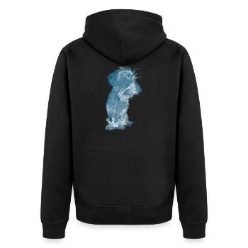 Rough-haired dachshund puppy watercolor - Unisex Premium Organic Zip Hoodie - black - Back - Nico (187cm)