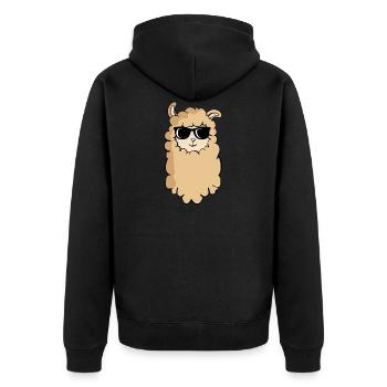 Cool brown alpaca head design cool llama head - Unisex Premium Organic Zip Hoodie - black - Back - Nico (187cm)