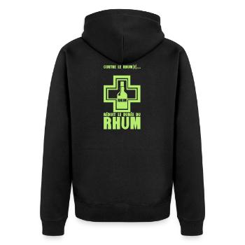 ajouter texte reduit duree rhum pharmacie alcool h - Veste à capuche bio Premium Unisexe - noir - Dos - Nico (187cm)