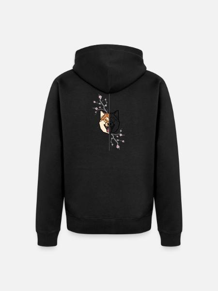 Shiba Inu - Doppelseite - Unisex Premium Bio Zip Hoodie - Schwarz