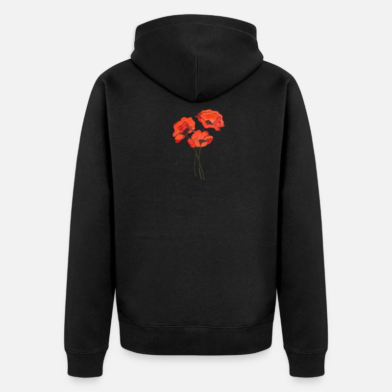 Trio de coquelicots - Veste à capuche bio Premium Unisexe - noir