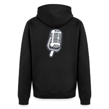 Microphone - Unisex Premium Organic Zip Hoodie - black - Back - Nico (187cm)