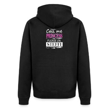 Ich heiße Steffi ich bin Stefanie Mädchenname - Unisex Premium Bio Zip Hoodie - Schwarz - Hinten - Nico (187cm)