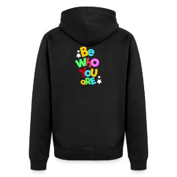 Autism Be Who You Are - Unisex Premium Organic Zip Hoodie - black - Back - Nico (187cm)