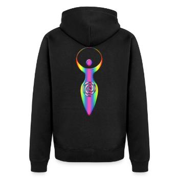 Spiritual Symbol - Goddess Of Earth Gaya 3 - Unisex Premium Bio Zip Hoodie - Schwarz - Hinten - Nico (187cm)