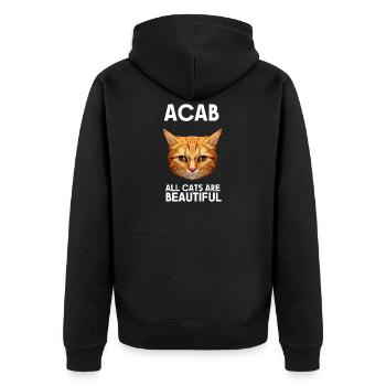 ACAB all cats are beautiful - Unisex Premium Bio Zip Hoodie - Schwarz - Hinten - Nico (187cm)