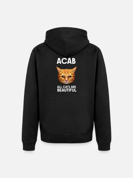 ACAB all cats are beautiful - Unisex Premium Organic Zip Hoodie - black