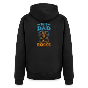 This Dad Rocks Vatertag Vater Papa Geschenk - Unisex Premium Bio Zip Hoodie - Schwarz - Hinten - Nico (187cm)
