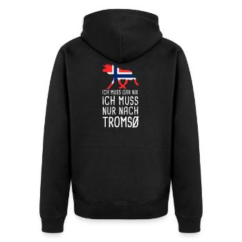 Ich Muss Nur Nach Tromsø Norwegen Norge Elch - Unisex Premium Bio Zip Hoodie - Schwarz - Hinten - Nico (187cm)