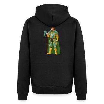Warrior Red Hair Green Gold Knight Middle Ages - Unisex Premium Organic Zip Hoodie - black - Back - Nico (187cm)