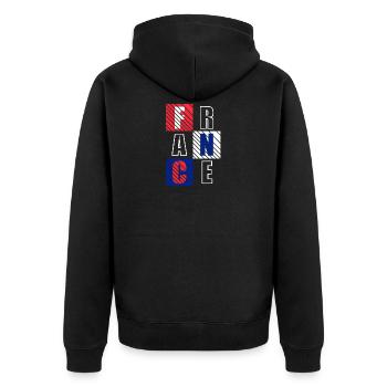 Frankreich - Unisex Premium Bio Zip Hoodie - Schwarz - Hinten - Nico (187cm)