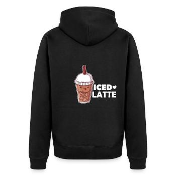 Eiskaffee Kawaii Kaffee Anime Otaku - Unisex Premium Bio Zip Hoodie - Schwarz - Hinten - Nico (187cm)