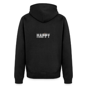 Be Happy - glücklich Motivation - Unisex Premium Bio Zip Hoodie - Schwarz - Hinten - Nico (187cm)