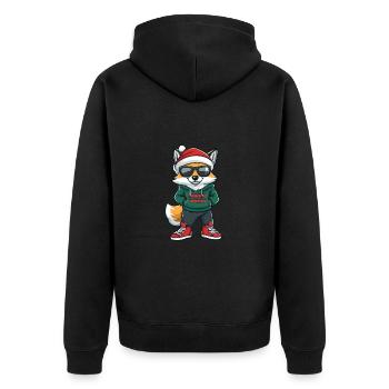Fuchs Weihnachten Ugly Christmas - Unisex Premium Bio Zip Hoodie - Schwarz - Hinten - Nico (187cm)