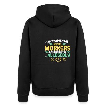 Sozialarbeiter Social Worker Beruf Sozialpädagoge - Unisex Premium Bio Zip Hoodie - Schwarz - Hinten - Nico (187cm)