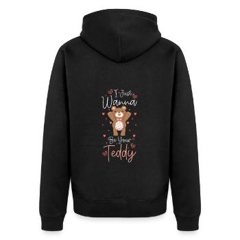 Bear Baby Family Stuffed Animal - Unisex Premium Organic Zip Hoodie - black - Back - Nico (187cm)