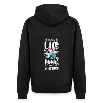 Elf Sister Unicorn - Unisex Premium Organic Zip Hoodie - black - Back - Nico (187cm)