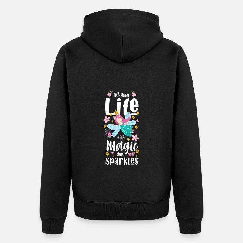 Elfe Schwester Einhorn - Unisex Premium Bio Zip Hoodie - Schwarz
