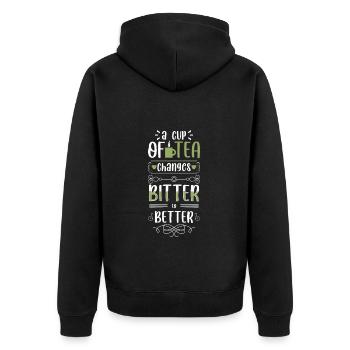 Boisson de récupération de la tasse de thé - Veste à capuche bio Premium Unisexe - noir - Dos - Nico (187cm)