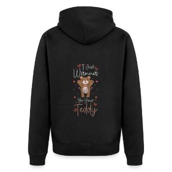 Kuscheltier Stofftier Spielzeug Kuscheln - Unisex Premium Bio Zip Hoodie - Schwarz - Hinten - Nico (187cm)