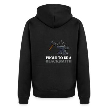 Schmied Handwerk Goldschmied Schmiedekunst - Unisex Premium Bio Zip Hoodie - Schwarz - Hinten - Nico (187cm)