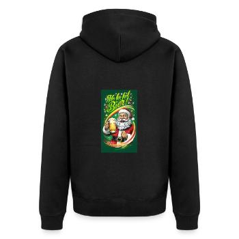 Santa Claus Weihnachtsmann mit Bierkrug, Hol Bier - Unisex Premium Bio Zip Hoodie - Schwarz - Hinten - Nico (187cm)