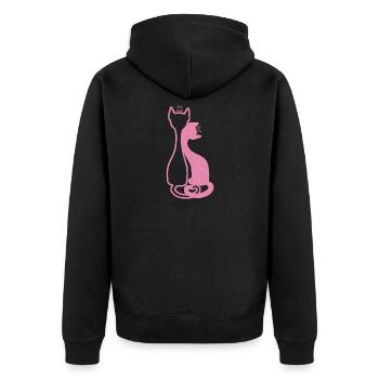 Elegant Cat Couple – Pink - Unisex Premium Organic Zip Hoodie - black - Back - Nico (187cm)