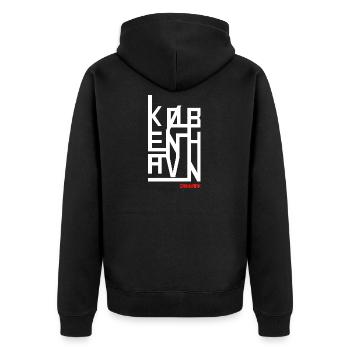 Kopenhagen Geometrie - Unisex Premium Bio Zip Hoodie - Schwarz - Hinten - Nico (187cm)