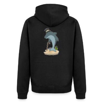 Chapeau haut-de-forme Gentleman Dauphin - Veste à capuche bio Premium Unisexe - noir - Dos - Nico (187cm)