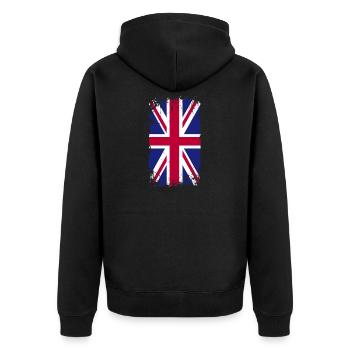 Éclaboussure de l’Union Jack Grunge - Veste à capuche bio Premium Unisexe - noir - Dos - Nico (187cm)