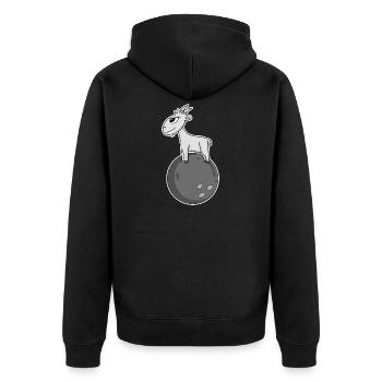 Ziege Bowling - Unisex Premium Bio Zip Hoodie - Schwarz - Hinten - Nico (187cm)