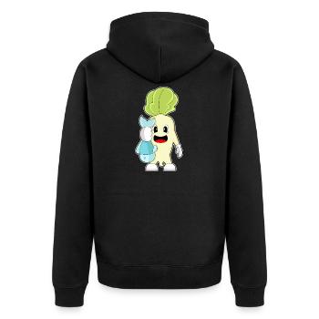 Radieschen Angler Fisch Angeln - Unisex Premium Bio Zip Hoodie - Schwarz - Hinten - Nico (187cm)