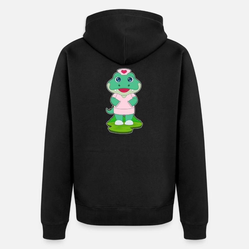 Krokodil Krankenschwester - Unisex Premium Bio Zip Hoodie - Schwarz