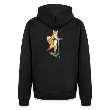 Fuchs Tretroller - Unisex Premium Bio Zip Hoodie - Schwarz - Hinten - Nico (187cm)