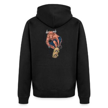 Bull Skater Skateboard - Unisex Premium Organic Zip Hoodie - black - Back - Nico (187cm)
