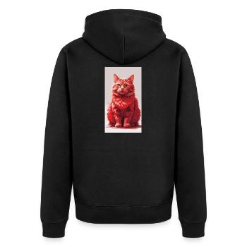 Red Cat Portrait Art Print - Unisex Premium Organic Zip Hoodie - black - Back - Nico (187cm)