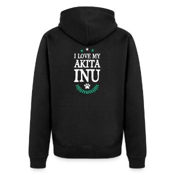 AKITA INU - Unisex Premium Bio Zip Hoodie - Schwarz - Hinten - Nico (187cm)