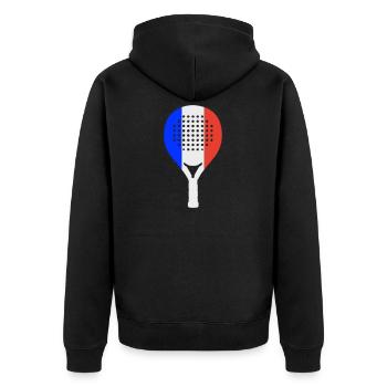 Padel-Frankreich - Unisex Premium Bio Zip Hoodie - Schwarz - Hinten - Nico (187cm)