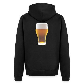 Biergradienten Glas mit Schaum - Unisex Premium Bio Zip Hoodie - Schwarz - Hinten - Nico (187cm)
