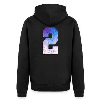 numéro 2 – Cadeau anniversaire 2 ans - Veste à capuche bio Premium Unisexe - noir - Dos - Nico (187cm)