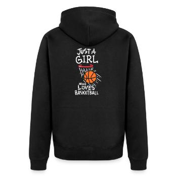 Nur ein Mädchen, das Basketball liebt - Unisex Premium Bio Zip Hoodie - Schwarz - Hinten - Nico (187cm)