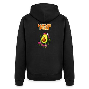 Avocado Skate Fun - Unisex Premium Organic Zip Hoodie - black - Back - Nico (187cm)