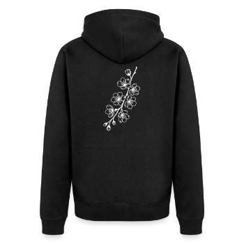 Art au trait Sakura sur fond noir - Veste à capuche bio Premium Unisexe - noir - Dos - Nico (187cm)