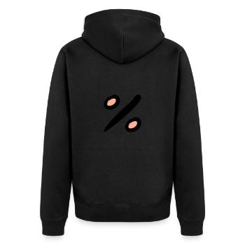 Prozent Symbol. % Zeichen. Handgezeichnet. - Unisex Premium Bio Zip Hoodie - Schwarz - Hinten - Nico (187cm)