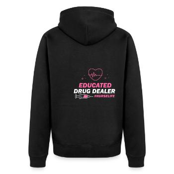 Nurse Life, Krankenschwester, Pflegekraft - Unisex Premium Bio Zip Hoodie - Schwarz - Hinten - Nico (187cm)