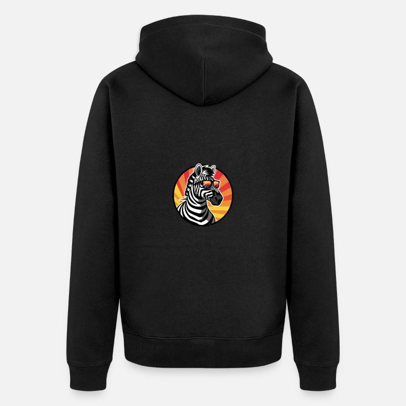 Zebra Comic Cool Summer - Unisex Premium Organic Zip Hoodie - black
