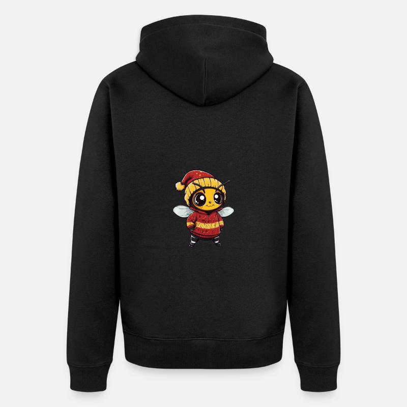 Biene Weihnachten Comic - Unisex Premium Bio Zip Hoodie - Schwarz