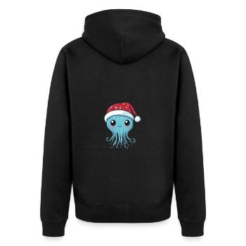 Bande dessinée de Noël méduse - Veste à capuche bio Premium Unisexe - noir - Dos - Nico (187cm)