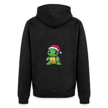 Turtle Christmas Cute - Unisex Premium Organic Zip Hoodie - black - Back - Nico (187cm)