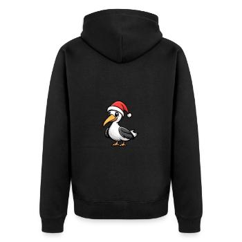 Pelikan Vogel Weihnachten Niedlich - Unisex Premium Bio Zip Hoodie - Schwarz - Hinten - Nico (187cm)